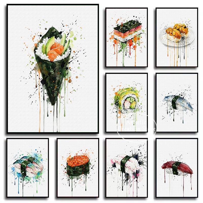 Japanese Lifestyle Food - Watercolor Japanese Food Eel Sushi Nigiri